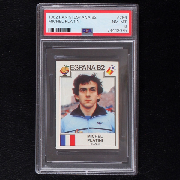 Michel Platini Espana 82 Panini Sticker No. 286 - PSA 8