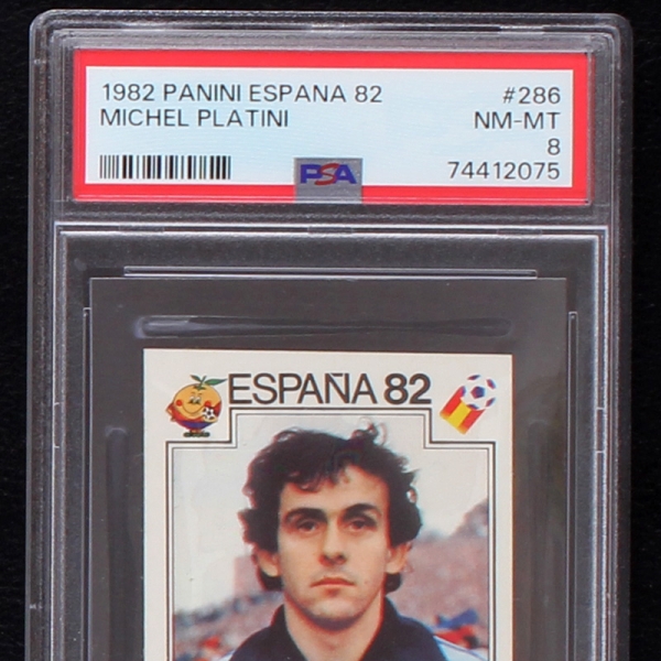 Michel Platini Espana 82 Panini Sticker No. 286 - PSA 8