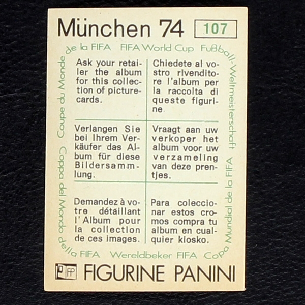 Jim Fraser Sticker No. 107 Panini - München 74