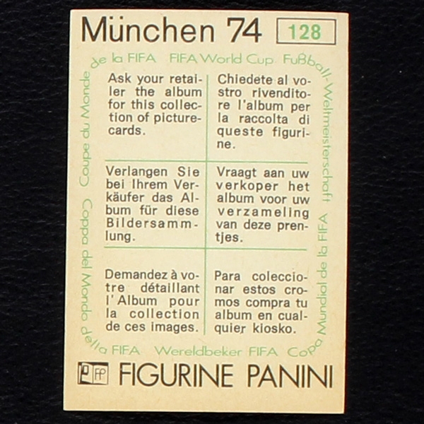 Peter Ducke Sticker No. 128 Panini - München 74