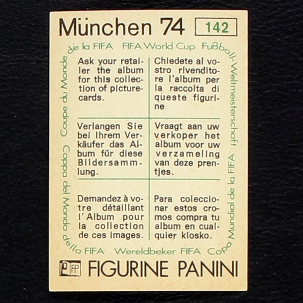 Alfonso Lara Sticker No. 142 Panini - München 74