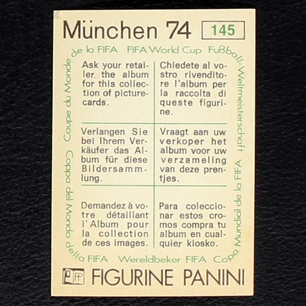 Leonardo Veliz Sticker No. 145 Panini - München 74