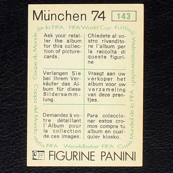 Carlos Caszely Sticker No. 143 Panini - München 74