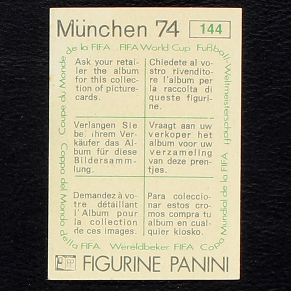 Sergio Ahumada Sticker No. 144 Panini - München 74