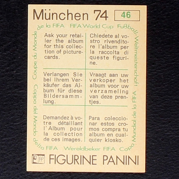 Rimet 1966 Sticker No. 46 Panini - München 74