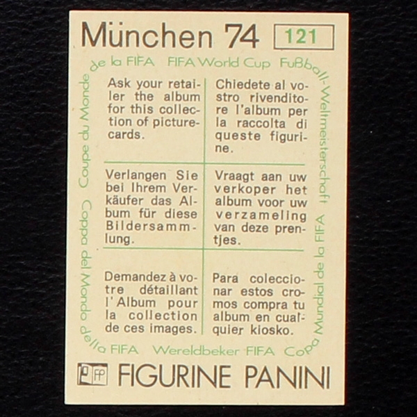Klaus Sammer Sticker No. 121 Panini - München 74
