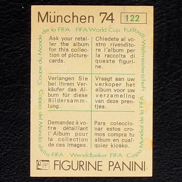 Helmut Stein Sticker No. 122 Panini - München 74