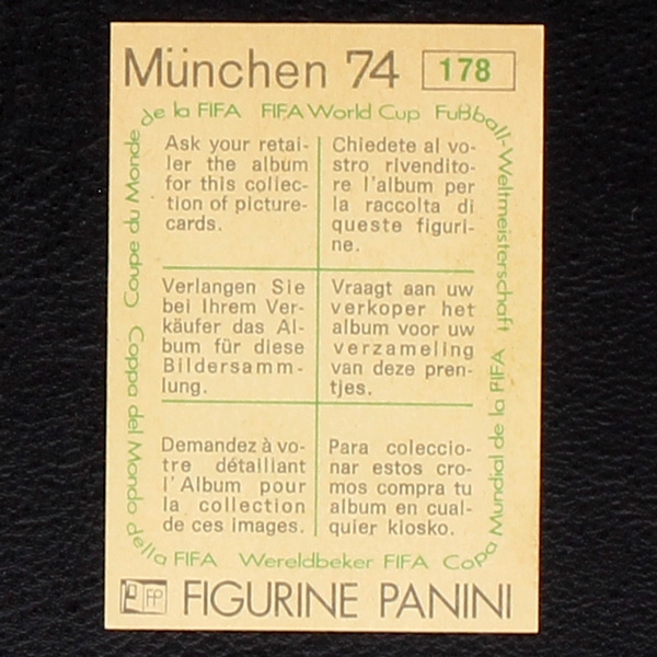 Mantantu Kidumu Sticker No. 178 Panini - München 74