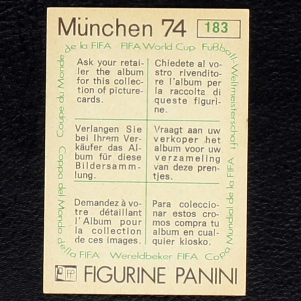 Jugoslavija Karikatur Sticker No. 183 Panini - München 74