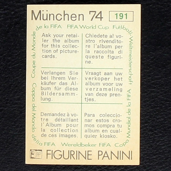 Jovan Acimovic Sticker No. 191 Panini - München 74