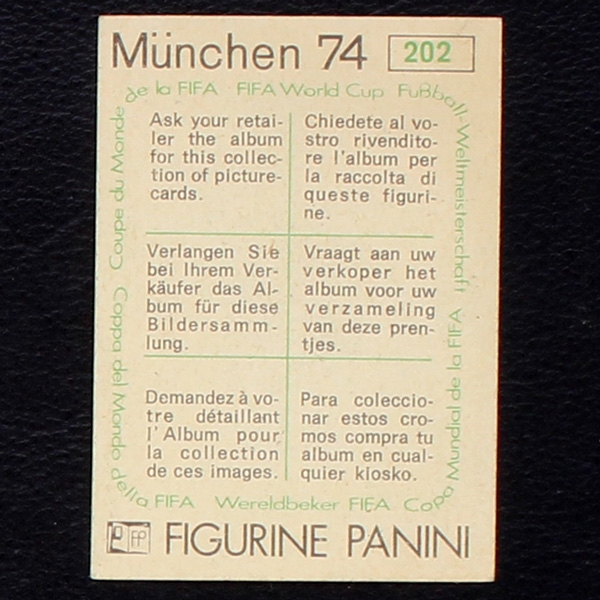 David Harvey Sticker No. 202 Panini - München 74