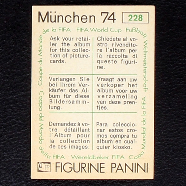 Victor Esparrago Sticker No. 228 Panini - München 74