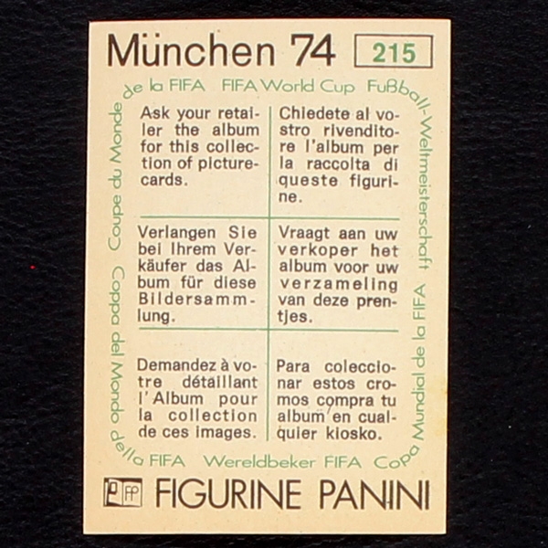 Uruguay Wappen Sticker No. 215 Panini - München 74