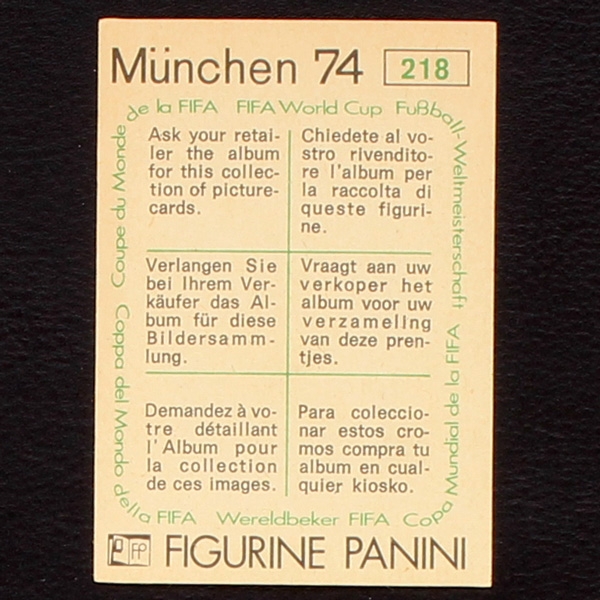 Hector Santos Sticker No. 218 Panini - München 74