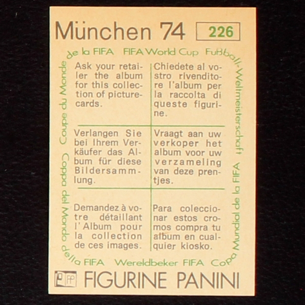 Virgilio Rocha Sticker No. 226 Panini - München 74