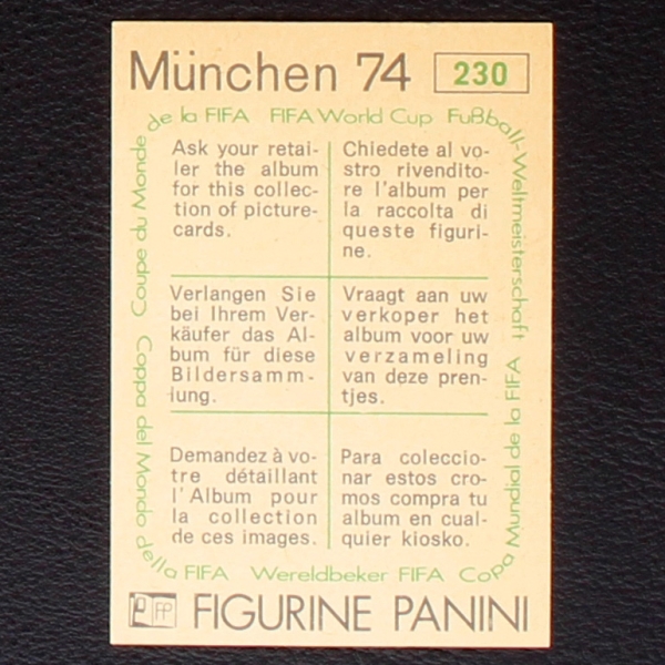 Fernando Morena Sticker No. 230 Panini - München 74