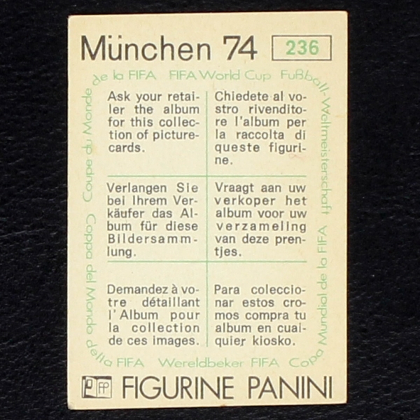 Heinz Stuy Sticker No. 236 Panini - München 74