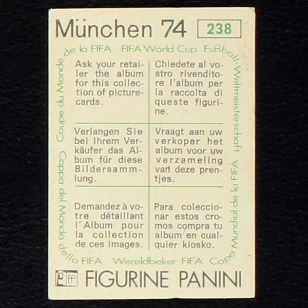 Aad Mansveld Sticker No. 238 Panini - München 74