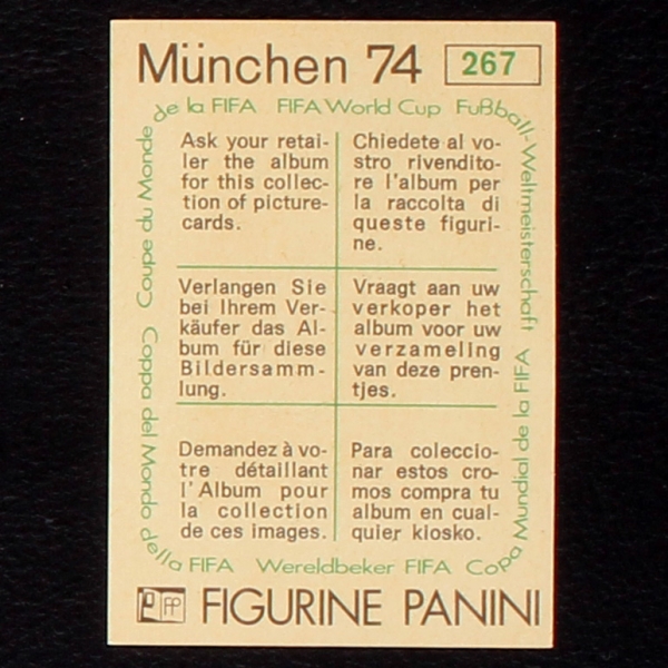 Sverige Mannschaft Sticker No. 267 Panini - München 74