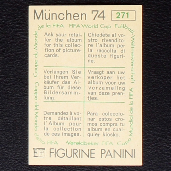 Jan Olsson Sticker No. 271 Panini - München 74