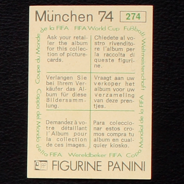 Björn Andersson Sticker No. 274 Panini - München 74