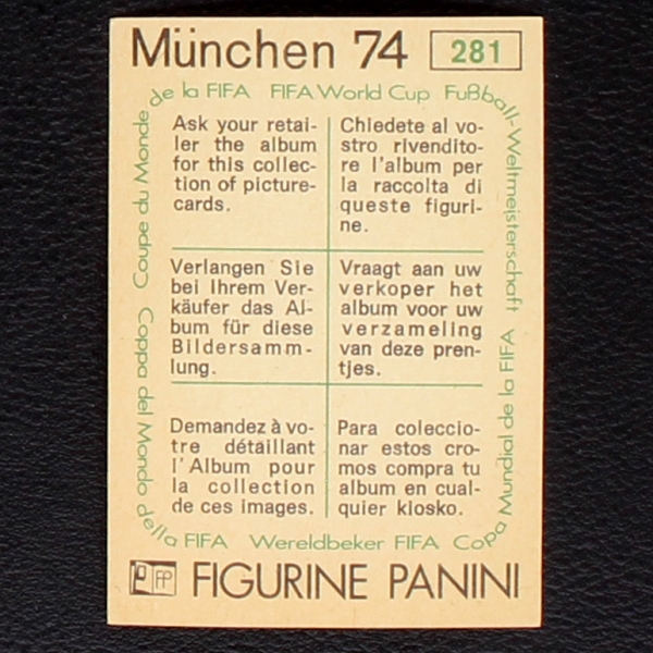 Ralf Edström Sticker No. 281 Panini - München 74