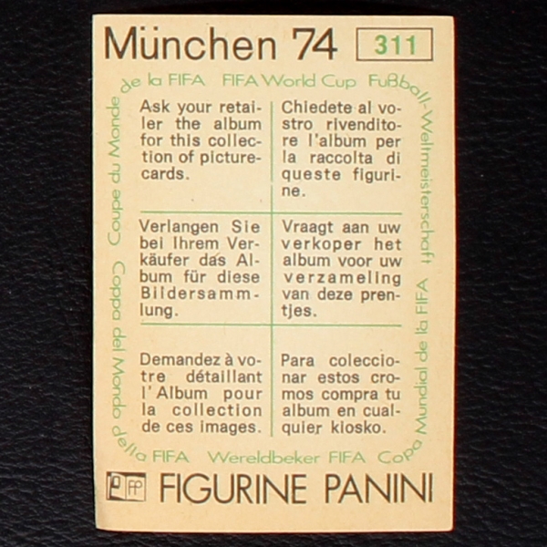 Henry Francillon Sticker No. 311 Panini - München 74