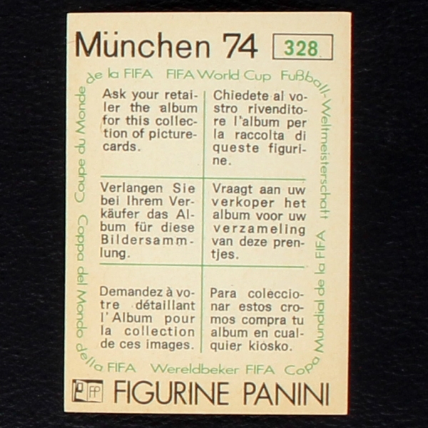 Miguel Angel Brindisi Sticker No. 328 Panini - München 74