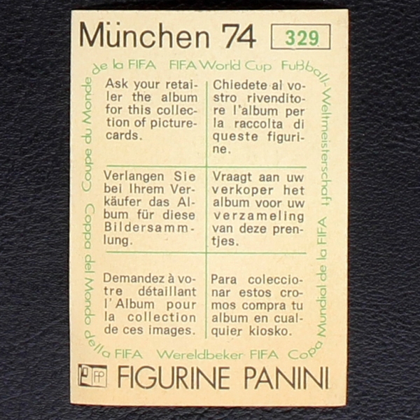 Ruben Galvan Sticker No. 329 Panini - München 74