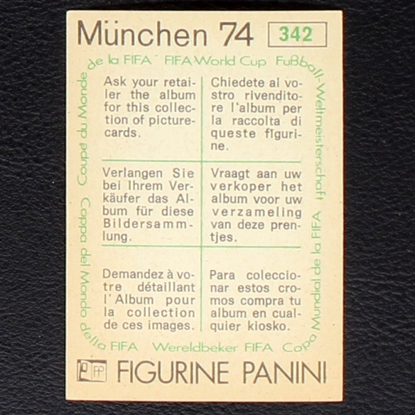 Zbigniew Gut Sticker No. 342 Panini - München 74
