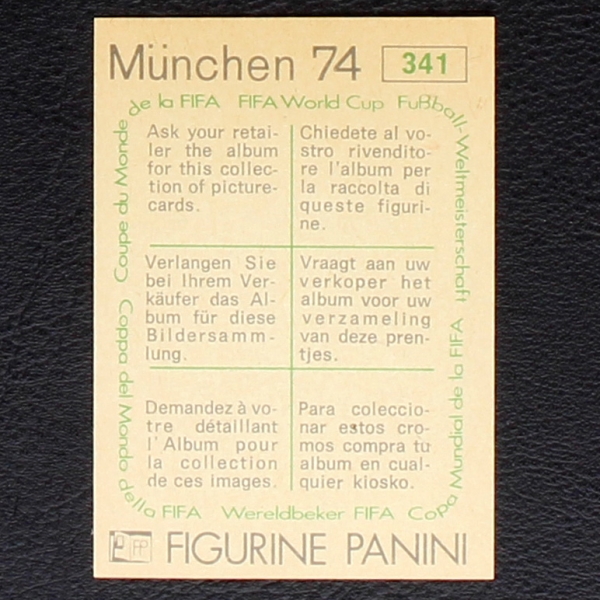 Miroslaw Bulzacki Sticker No. 341 Panini - München 74