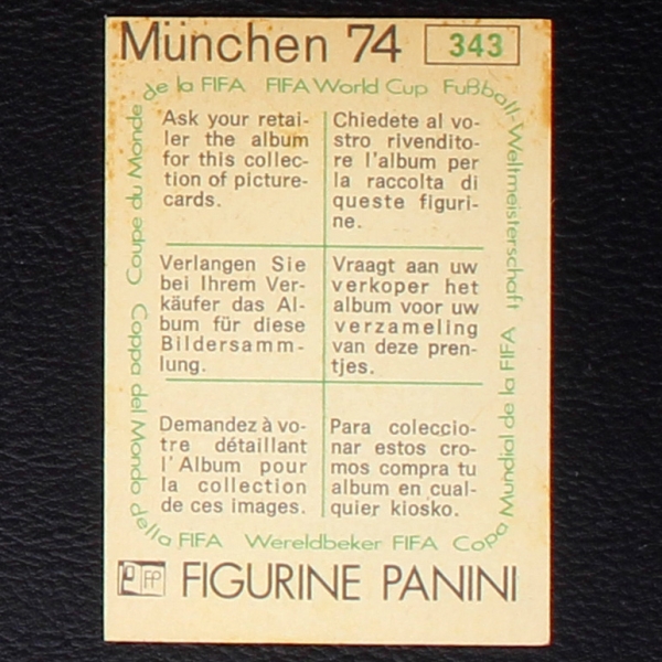 Zygmunt Maszczyk Sticker No. 343 Panini - München 74