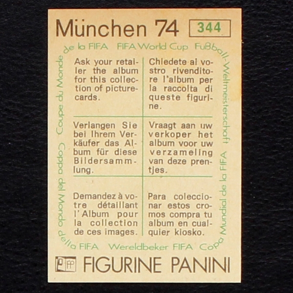 Henryk Kasperczak Sticker No. 344 Panini - München 74