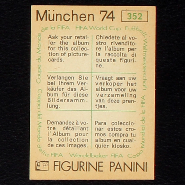 Christian Piot Sticker No. 352 Panini - München 74