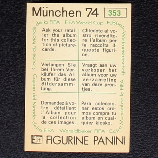 Belgie Wappen Sticker No. 353 Panini - München 74