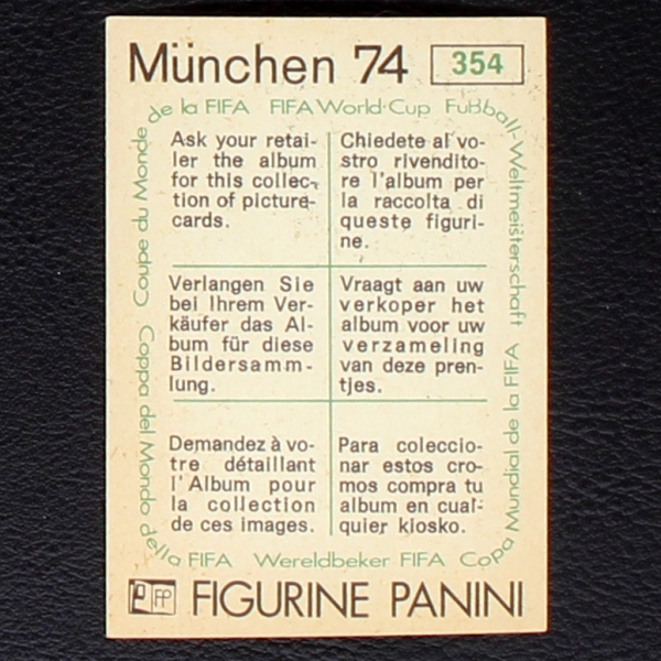 Maurice Martens Sticker No. 354 Panini - München 74