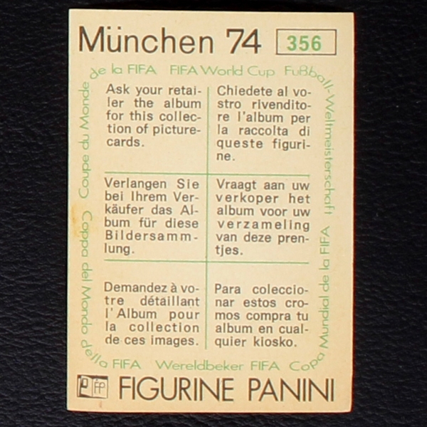 Vladimir Muntian Sticker No. 356 Panini - München 74