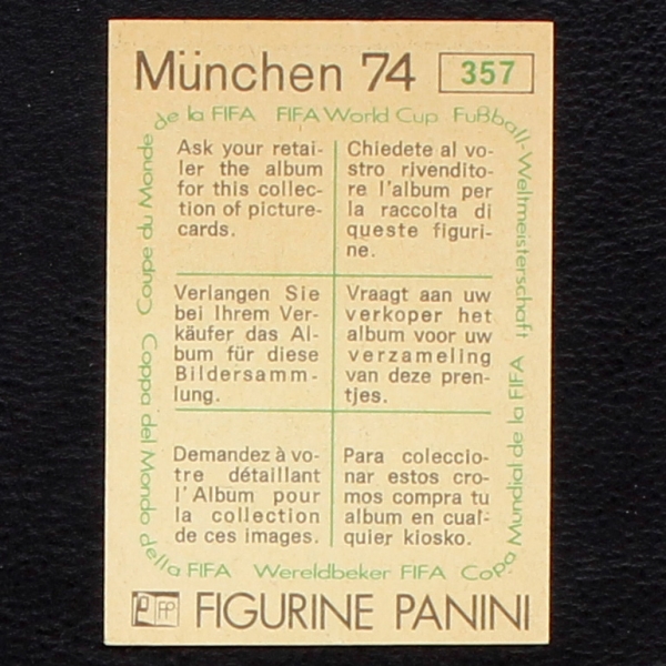 Revaz Dzodzuashvili Sticker No. 357 Panini - München 74
