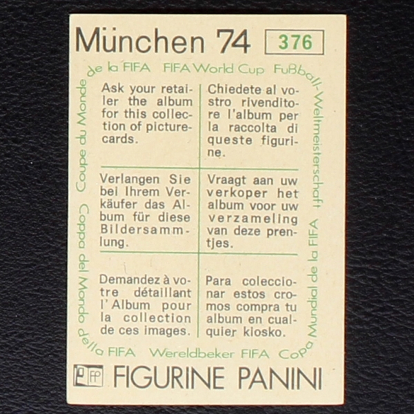 Henri Michel Sticker No. 376 Panini - München 74