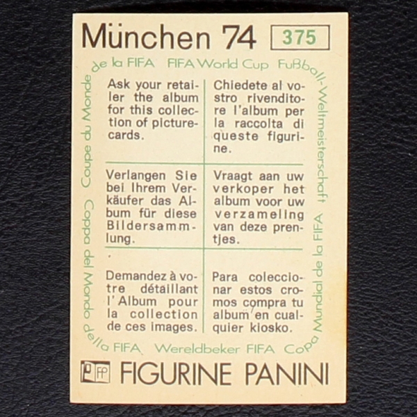 Jose Claramunt Sticker No. 375 Panini - München 74