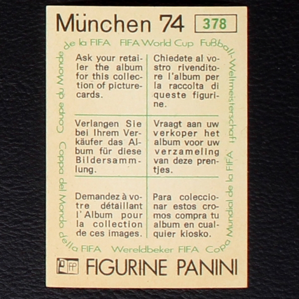 France Wappen Sticker No. 378 Panini - München 74
