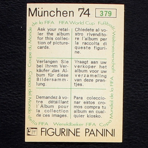 Marius Tresor Sticker No. 379 Panini - München 74