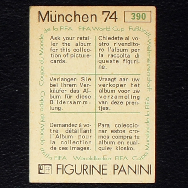 Mihaly Kozma Sticker No. 390 Panini - München 74