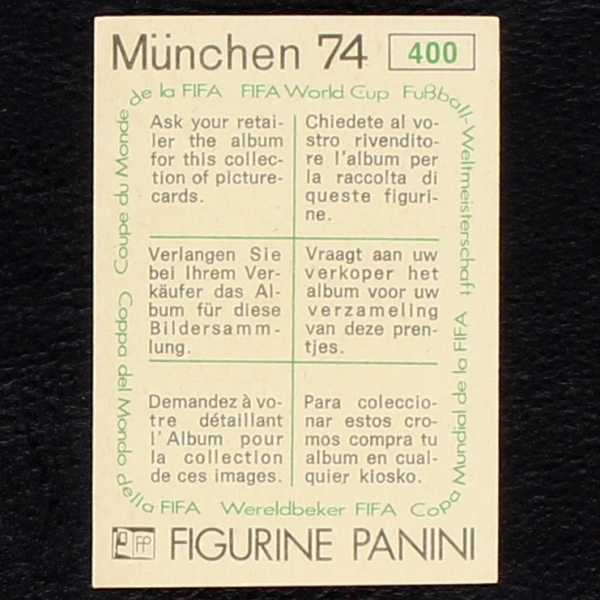 Antonio Simoes Sticker No. 400 Panini - München 74