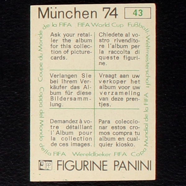 England 1966 Plakat Sticker No. 43 Panini - München 74