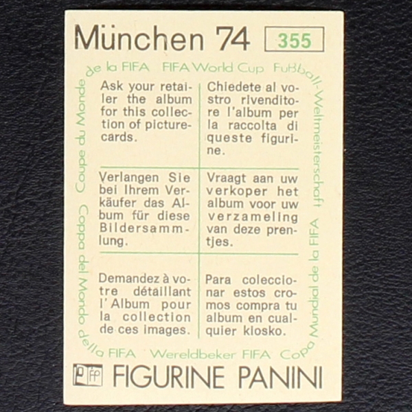 Leon Semmeling Sticker No. 355 Panini - München 74