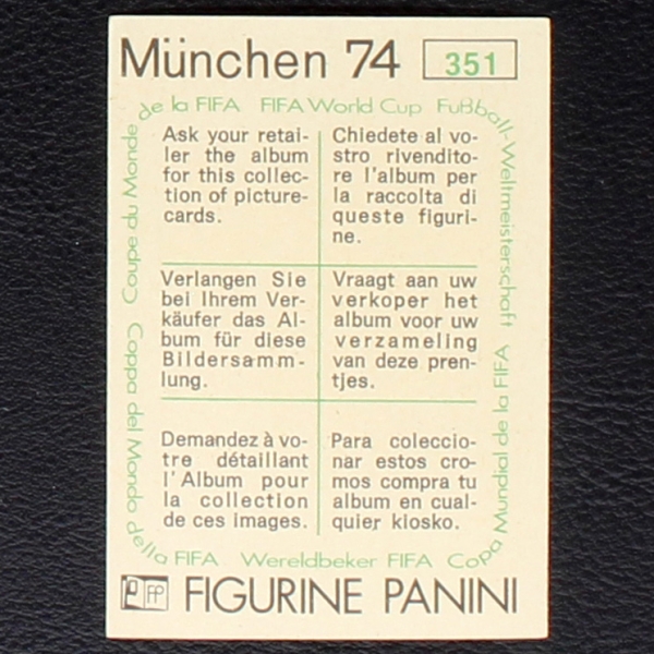 Paul van Himst Sticker No. 351 Panini - München 74