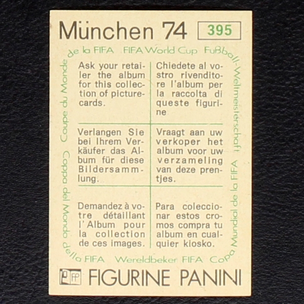 Franz Hasil Sticker No. 395 Panini - München 74