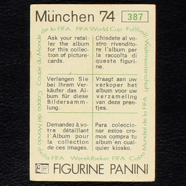 Istvan Juhasz Sticker No. 387 Panini - München 74