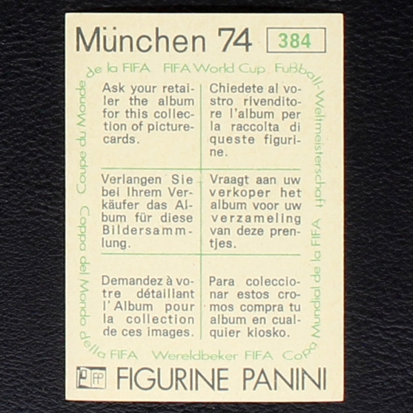 Pierre Chapuisat Sticker No. 384 Panini - München 74
